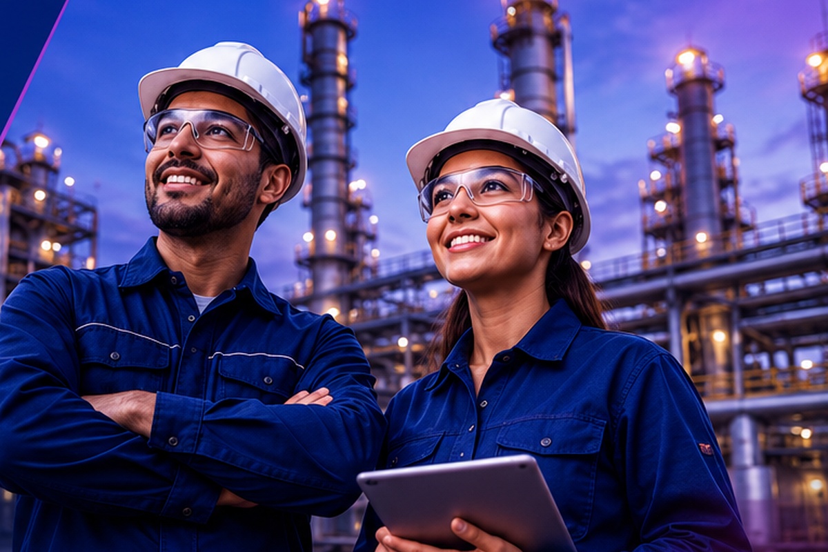 Equipo de profesionales en una planta industrial